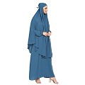 Two piece Jilbab with inner abaya - French Blue 	Two piece Jilbab with inner abaya - French Blue